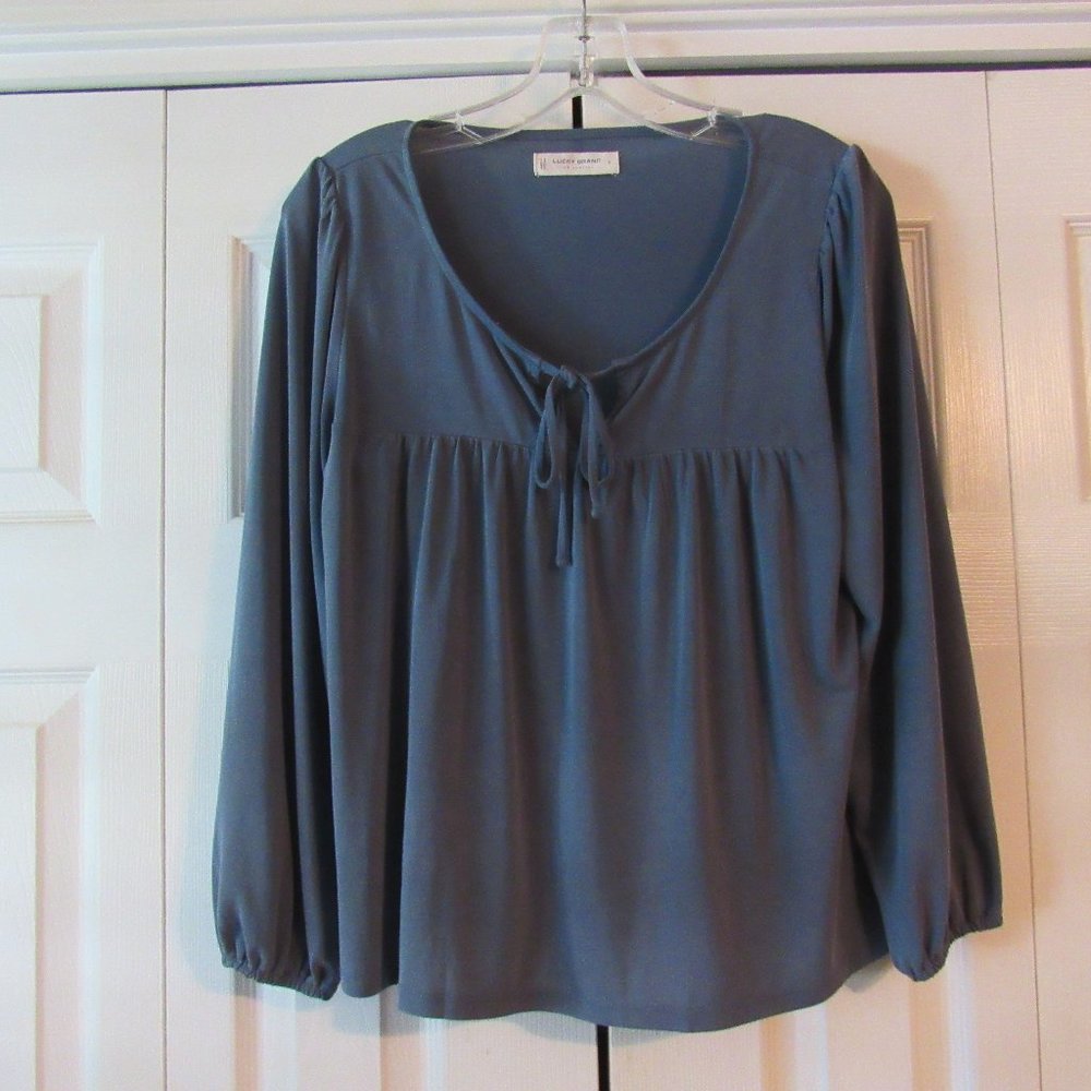 Lucky Brand Sandwash Tie Front Top